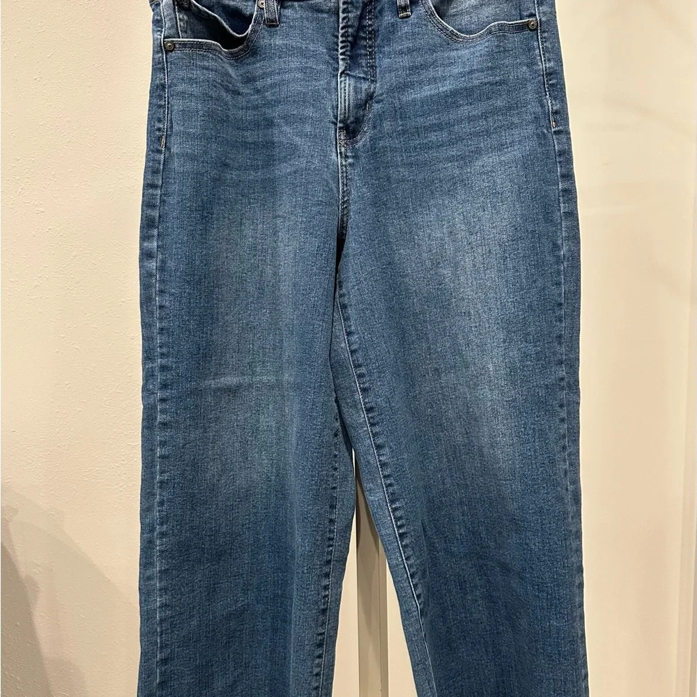 Oat New York High Rise Wide Leg Jeans Raw Hem Blue Sz 30 EU - Picture 3 of 10
